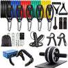 Resistance Bands Set Workout Bands,8-In-1 Ab Wheel Roller Kit with Knee Pad,Push up Bars,Hand Grip Strengthener,Jump Rope,Home Gym Workout Exercise Equipment for Men Women