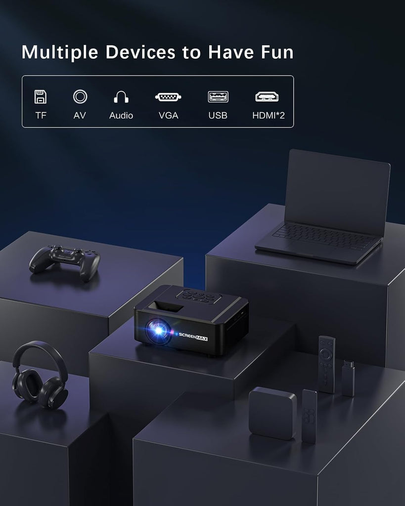 Projector with WIFI and Bluetooth,Native 1080P Projector,2024 450 ANSI Portable Movie Projector for Outdoor Use,Zoom Function,Home Video Led Projector Compatible with Iphone/Android/Tv Stick