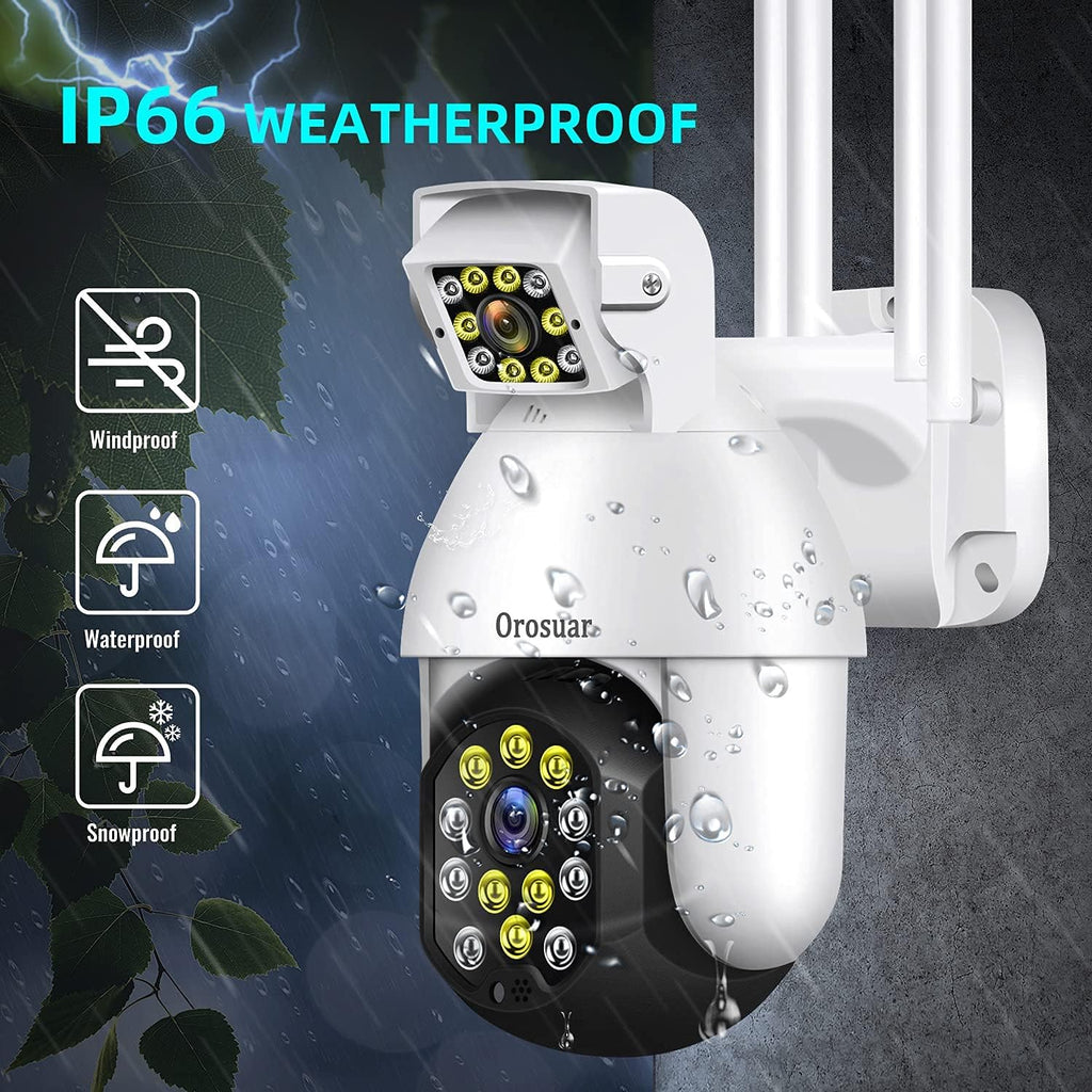 Wireless Security Camera Outdoor, 1080P Wifi 3MP IP Cameras with 2.4G Pan Tilt Waterproof IP66 Cloud Storage Color Night Vision Motion Detection 2 Way Audio Security for Home