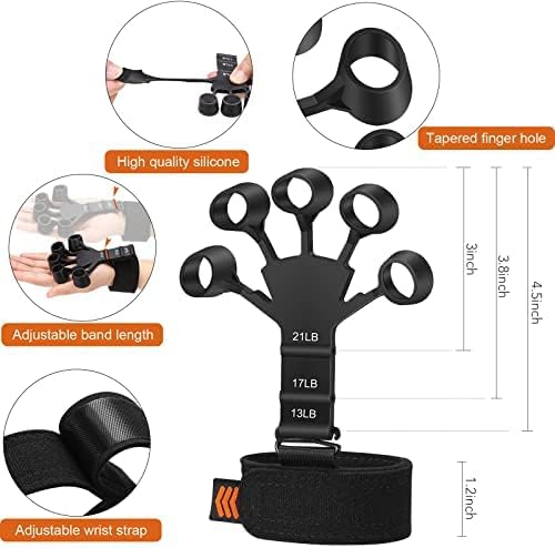 Hand Grip Strengthener - Adjustable Finger Exerciser and Finger Stretcher