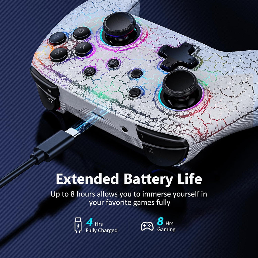 Hall Effect Controller (No Drift, No Deadzone) with Hall Sensing Joystick for Switch/Switch Lite/Oled, Wireless Bluetooth Controller with Motion Control, RGB Light, Turbo (Atmosphere)