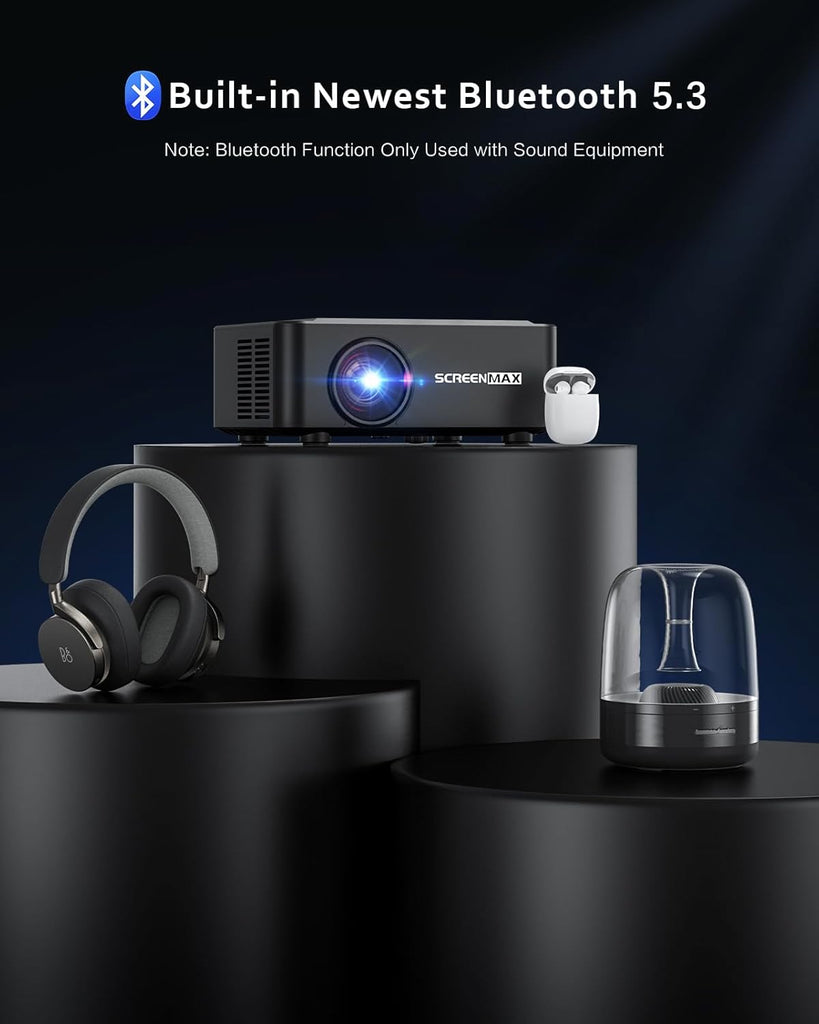 Projector with WIFI and Bluetooth,Native 1080P Projector,2024 450 ANSI Portable Movie Projector for Outdoor Use,Zoom Function,Home Video Led Projector Compatible with Iphone/Android/Tv Stick