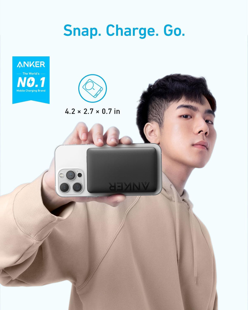 Anker Magnetic Power Bank 10,000mAh, Wireless Portable Charger, 20W Fast Charging Battery Pack with USB-C, Magsafe-Compatible with Magsafe,iPhone 15/15 Plus/15 Pro/15 Pro Max, iPhone 14/13/12 Series