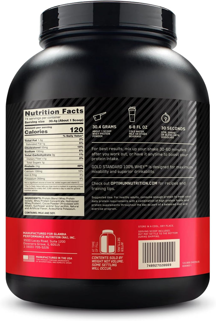 Gold Standard 100% Whey Protein Powder, Double Rich Chocolate, 5 Pound (Packaging May Vary)