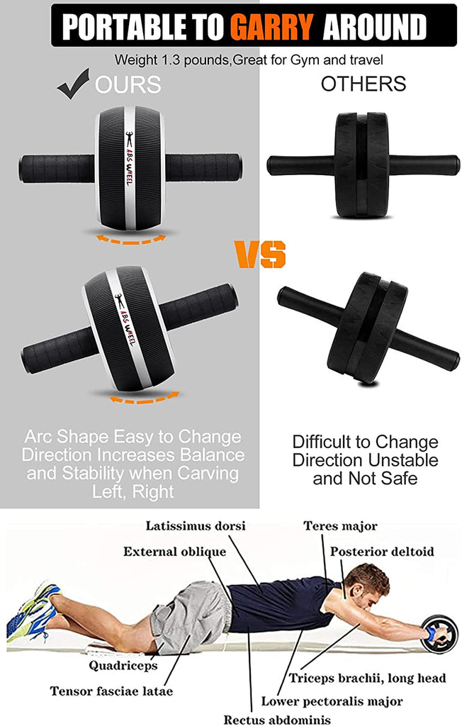 Resistance Bands Set Workout Bands,8-In-1 Ab Wheel Roller Kit with Knee Pad,Push up Bars,Hand Grip Strengthener,Jump Rope,Home Gym Workout Exercise Equipment for Men Women