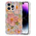 Case for iPhone 15 Pro Max, Colorful Retro Oil Painting Printed Flower Laser Glossy Pattern Cute Curly Wave Edge Exquisite Phone Cover Stylish Durable TPU Protective Case for Girls Women-Green