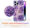 Case for iPhone 15 Pro Max, Colorful Retro Oil Painting Printed Flower Laser Glossy Pattern Cute Curly Wave Edge Exquisite Phone Cover Stylish Durable TPU Protective Case for Girls Women-Green