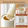 Oil Dispenser Bottle with Heat Resistant Brush, Glass Oil Dispenser for Kitchen, Oil Container with Silicone Basting & Pastry Brush for Cooking BBQ Vinegar Sauce Grill Frying(Creamy White)