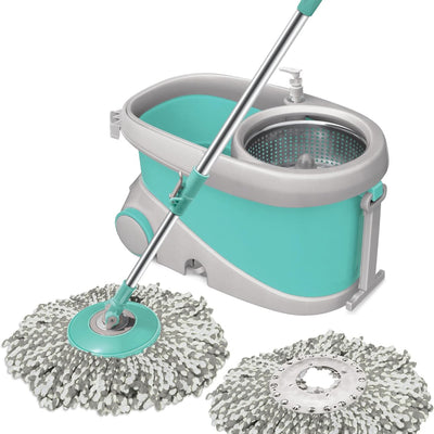 by Milton Mop and Bucket with Wringer Set for Home, 360º Spin Mop and Bucket System with Microfiber Technology, Height Adjustable Handle, Kitchen Mop Floor Cleaning Prime Spin Mop
