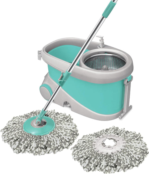by Milton Mop and Bucket with Wringer Set for Home, 360º Spin Mop and Bucket System with Microfiber Technology, Height Adjustable Handle, Kitchen Mop Floor Cleaning Prime Spin Mop