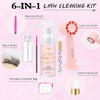 Lash Shampoo Cleaning Kit - Lash Extensions Cleanser Lash Bath Kit with Lash Fan Dryer Brush Rinse Bottle, Oil Free Foam Wash for Extensions & Natural Lashes/Safe Makeup Remover