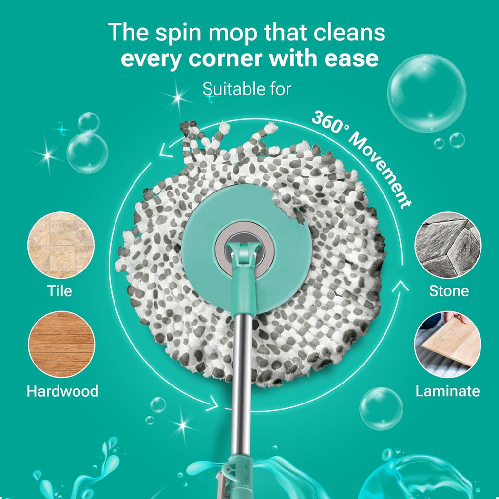 by Milton Mop and Bucket with Wringer Set for Home, 360º Spin Mop and Bucket System with Microfiber Technology, Height Adjustable Handle, Kitchen Mop Floor Cleaning Prime Spin Mop