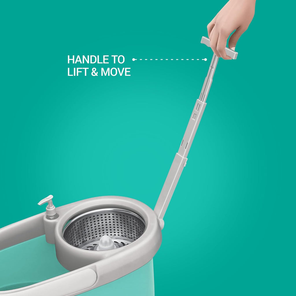 by Milton Mop and Bucket with Wringer Set for Home, 360º Spin Mop and Bucket System with Microfiber Technology, Height Adjustable Handle, Kitchen Mop Floor Cleaning Prime Spin Mop