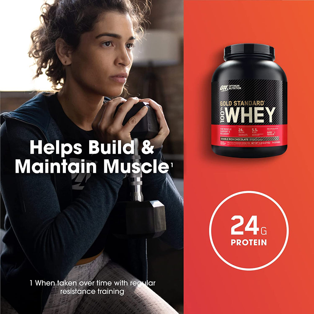 Gold Standard 100% Whey Protein Powder, Double Rich Chocolate, 5 Pound (Packaging May Vary)