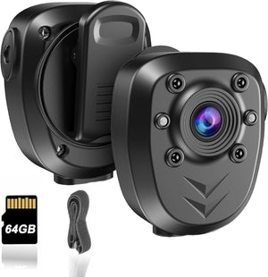 Body Camera with 1080P Recording Spy Hidden Wireless Cam Built-In 64GB Card 1080P Police Recorder Security Cam with Night Vision Dash Cam for Home/Outdoor/Law Enforcement/Cop Guard