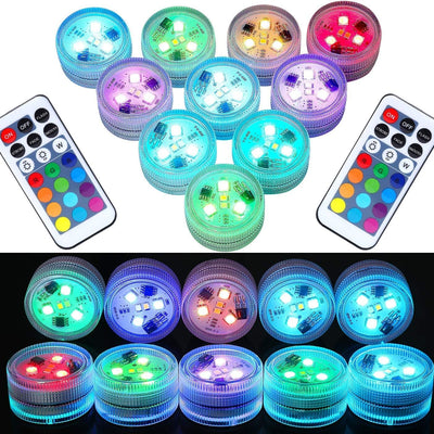 Mini Submersible LED Lights with Remote Control - Small Tea Lights Underwater Lights Battery Powered Flameless LED Accent Light for Party Event Vase Fishtank Hot Tub