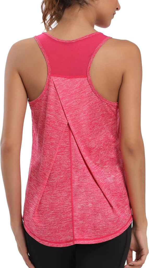 Womens Workout Tops for Women Racerback Tank Tops Mesh Yoga Shirts Athletic Running Tank Tops Sleeveless Gym Clothes