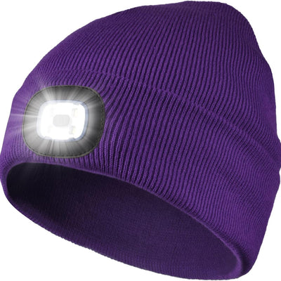LED Lighted Beanie, Unisex Warm Knitted Hat, Rechargeable Headlamp Cap for Outdoors, Tech Gift for Men Dad Father Him