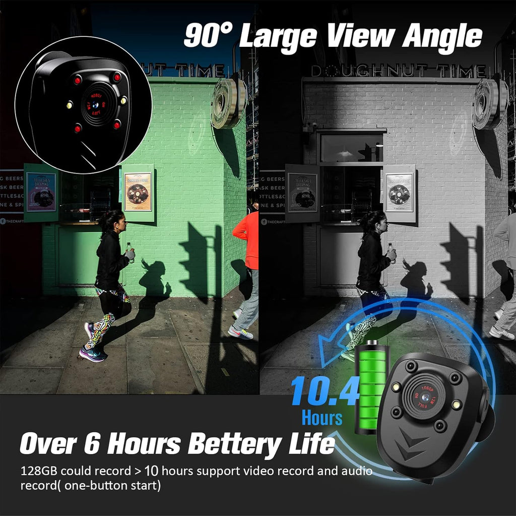 Body Camera with 1080P Recording Spy Hidden Wireless Cam Built-In 64GB Card 1080P Police Recorder Security Cam with Night Vision Dash Cam for Home/Outdoor/Law Enforcement/Cop Guard