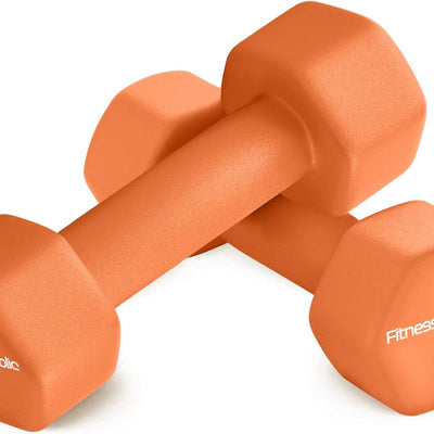 Neoprene Dumbbell Set of 2, Non-Slip, Hex Shape, Free Weights Set for Muscle Toning, Strength Building, Weight Loss - Portable Weights for Home Gym Hand Weight