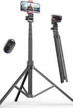 71'' Phone Tripod Stand, Extendable Reinforced Aluminum Phone Stand with Wireless Remote, Stable Cellphone Tripod Compatible with Iphone 15/14/13 Galaxy S23/S22 Huawei.