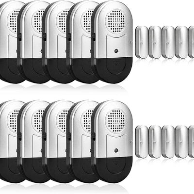Door Alarm for Home Wireless Door Alarms for Kids Safety with 120Db, Window Door Open Alarm Sensor for Dementia Patients Safety, Pool Silver, 10 Pack Magnetic Sensor