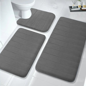 Memory Foam Bath Mat Set, Thicken, Absorbent, Non-Slip, Reboundable, 3 Pieces Bathroom Rugs Sets 44.1