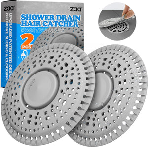 Shower Drain Hair Catcher, 2 Pack Premium Silicone Drain Protector & Shower Drain Cover for Regular Drains of Shower Room, Bathroom, Sink, Gray