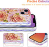 Case for iPhone 15 Pro Max, Colorful Retro Oil Painting Printed Flower Laser Glossy Pattern Cute Curly Wave Edge Exquisite Phone Cover Stylish Durable TPU Protective Case for Girls Women-Green