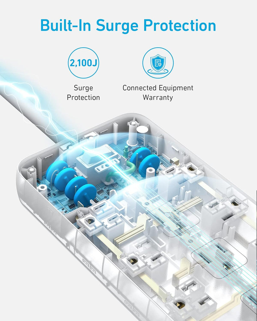 Surge Protector Power Strip (2100J), Anker 12 Outlets with 1 USB C and 2 USB Ports for iPhone