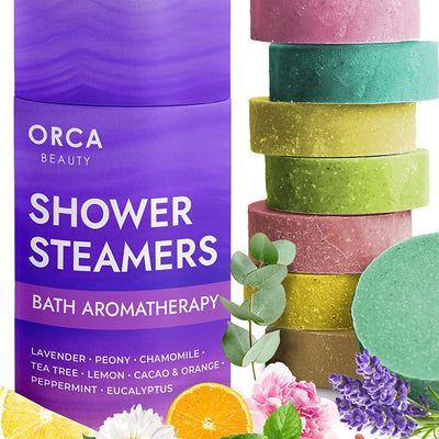 Shower Steamers (8 Scents) Includes Eucalyptus Shower Bomb, Relaxation Gifts for Women, Self Care Birthday Gifts, Unique Spa Gifts Shower Tablets, Shower Steamer Aromatherapy for Women & Men