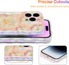 Case for iPhone 15 Pro Max, Colorful Retro Oil Painting Printed Flower Laser Glossy Pattern Cute Curly Wave Edge Exquisite Phone Cover Stylish Durable TPU Protective Case for Girls Women-Green