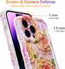 Case for iPhone 15 Pro Max, Colorful Retro Oil Painting Printed Flower Laser Glossy Pattern Cute Curly Wave Edge Exquisite Phone Cover Stylish Durable TPU Protective Case for Girls Women-Green