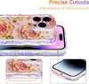 Case for iPhone 15 Pro Max, Colorful Retro Oil Painting Printed Flower Laser Glossy Pattern Cute Curly Wave Edge Exquisite Phone Cover Stylish Durable TPU Protective Case for Girls Women-Green