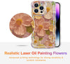 Case for iPhone 15 Pro Max, Colorful Retro Oil Painting Printed Flower Laser Glossy Pattern Cute Curly Wave Edge Exquisite Phone Cover Stylish Durable TPU Protective Case for Girls Women-Green