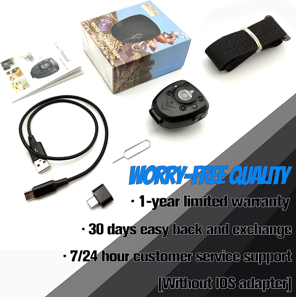 Body Camera with 1080P Recording Spy Hidden Wireless Cam Built-In 64GB Card 1080P Police Recorder Security Cam with Night Vision Dash Cam for Home/Outdoor/Law Enforcement/Cop Guard