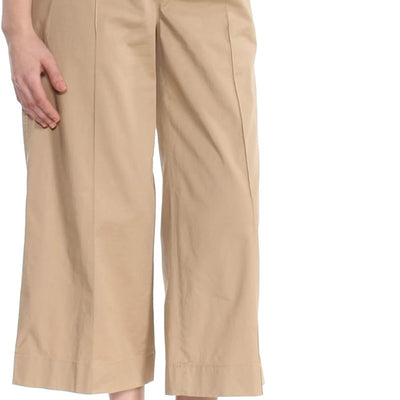 LAUREN  Womens Brienda Twill Cropped Wide Leg Pants Tan 8