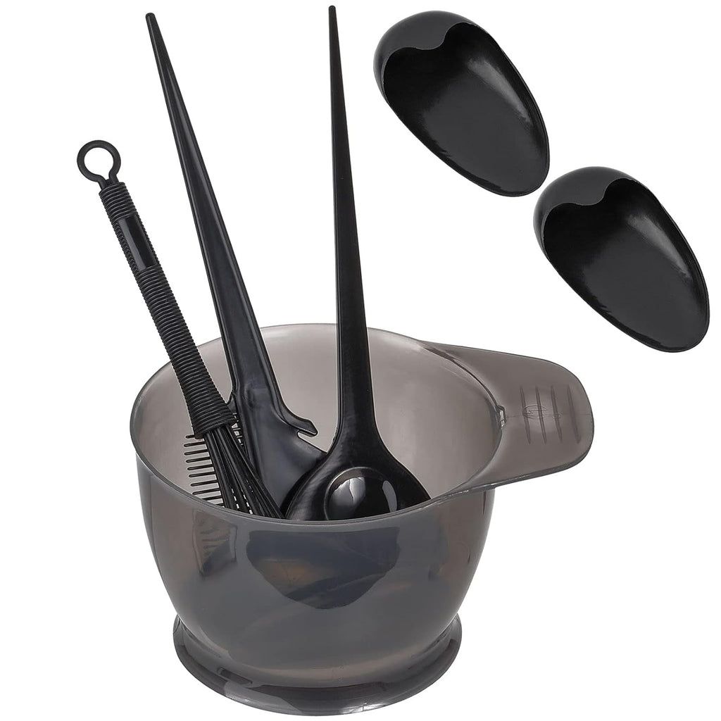 10 Pcs Professional Hair Coloring Dyeing Kit for Salon and Home, Mixing Bowl, Dye Color Brush, Ear Caps, Dye Mixer (Black)