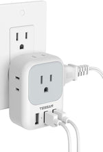 USB Charger Block,  USB Plug Adapter with Electrical 4 Box Splitter 3 USB Wall Charger Ports, Multi Plug Outlet Extender Charging for Cruise, Travel, Office, Dorm Essentials