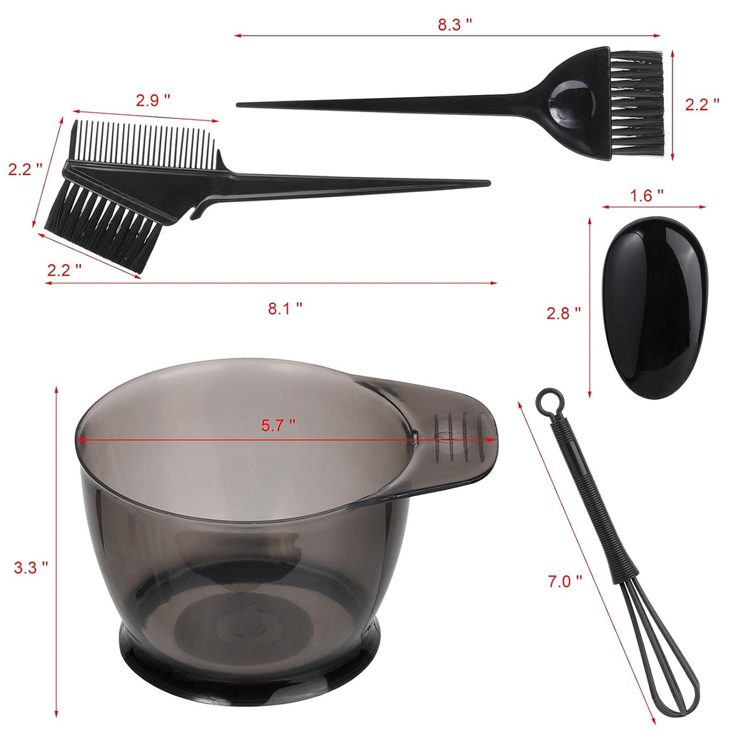10 Pcs Professional Hair Coloring Dyeing Kit for Salon and Home, Mixing Bowl, Dye Color Brush, Ear Caps, Dye Mixer (Black)