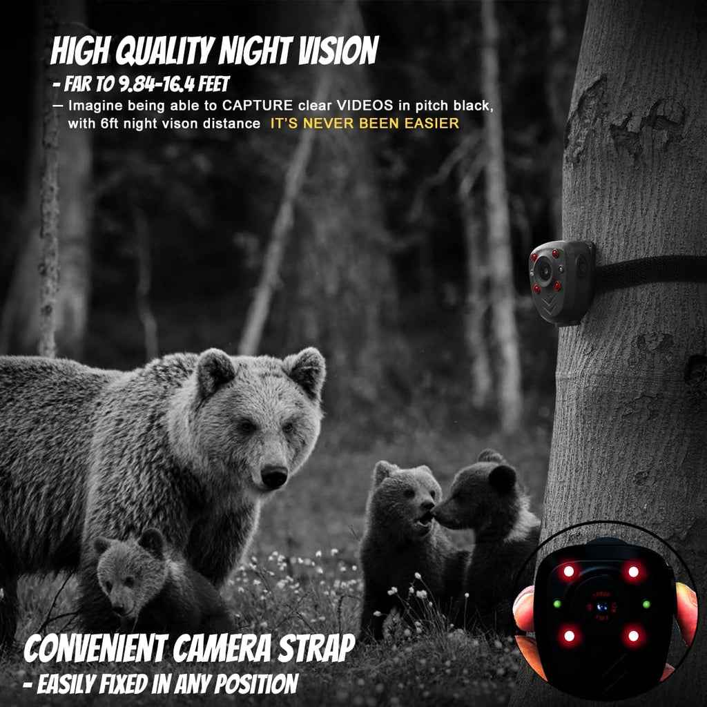 Body Camera with 1080P Recording Spy Hidden Wireless Cam Built-In 64GB Card 1080P Police Recorder Security Cam with Night Vision Dash Cam for Home/Outdoor/Law Enforcement/Cop Guard