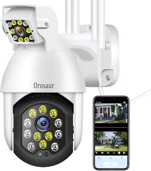 Wireless Security Camera Outdoor, 1080P Wifi 3MP IP Cameras with 2.4G Pan Tilt Waterproof IP66 Cloud Storage Color Night Vision Motion Detection 2 Way Audio Security for Home