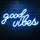 Good Vibes Neon Sign for Bedroom Wall Decor Powered by USB Neon Light, Ice Blue Color,16.1"X8.3"X0.6"