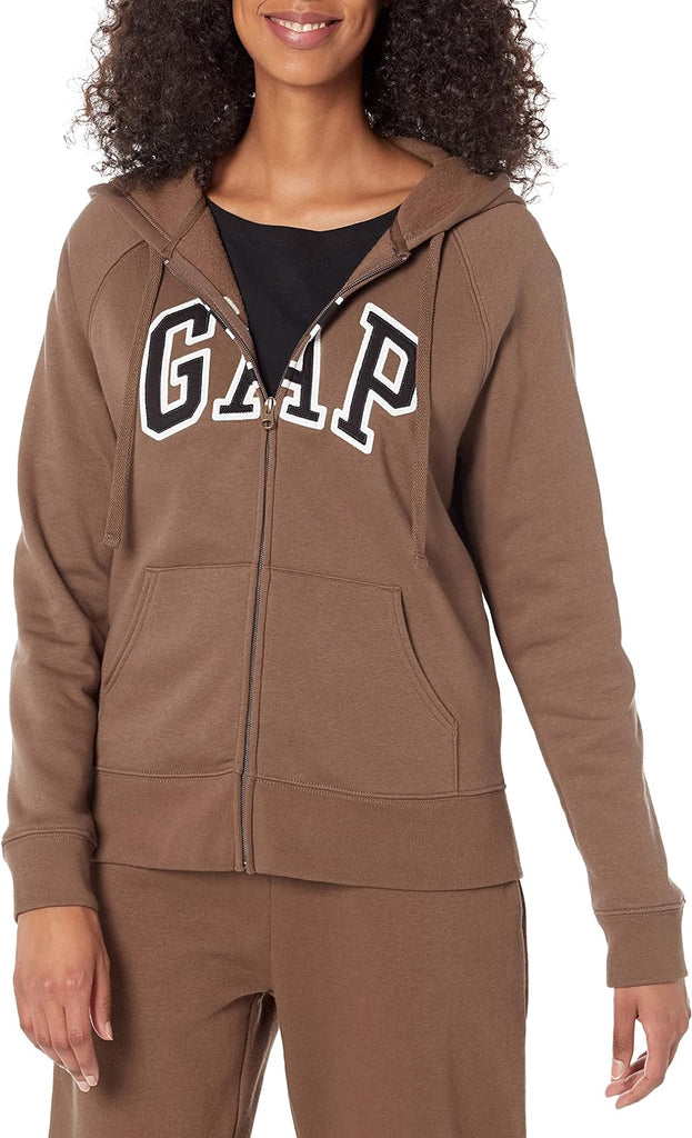 Women'S Logo Hoodie Hooded Full Zip Sweatshirt