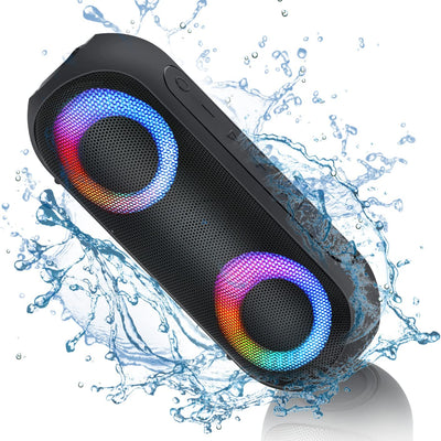 Bluetooth Speakers with Light, 30W Portable Bluetooth Wireless(100Ft Range) Loud Stereo Sound, IPX7 Waterproof Shower Speakers, RGB Multi-Colors Rhythm Lights, 1000Mins Playtime for Indoor&Outdoor