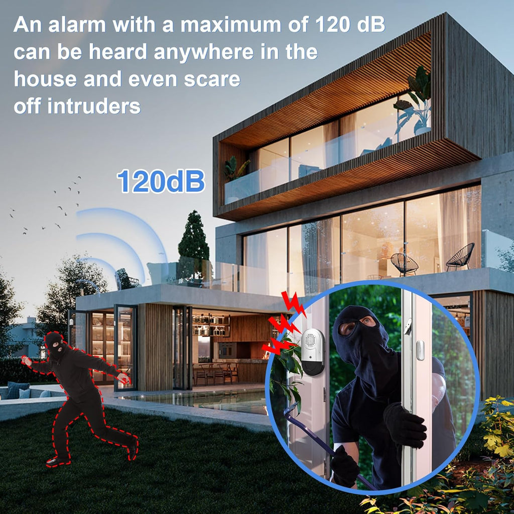 Door Alarm for Home Wireless Door Alarms for Kids Safety with 120Db, Window Door Open Alarm Sensor for Dementia Patients Safety, Pool Silver, 10 Pack Magnetic Sensor